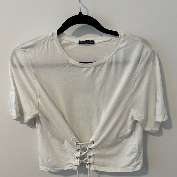 Zara white corset cropped tshirt - Picture 2 of 6